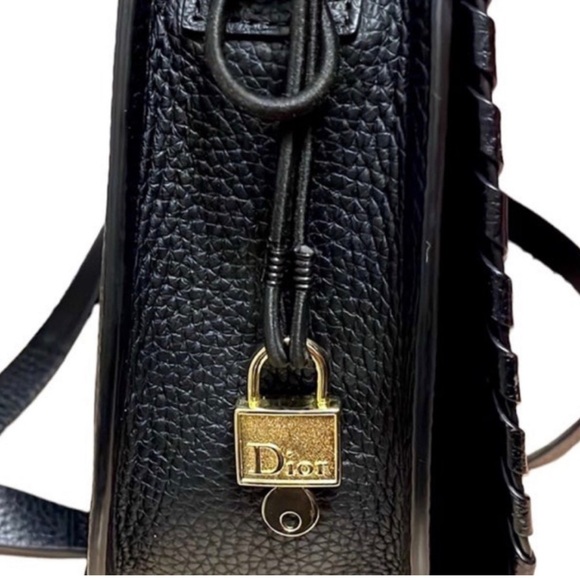 DIOR Keychain Lock n Key Handbag Charm, Bracelet, Gold-tone Metal, Black Band - Picture 2 of 7